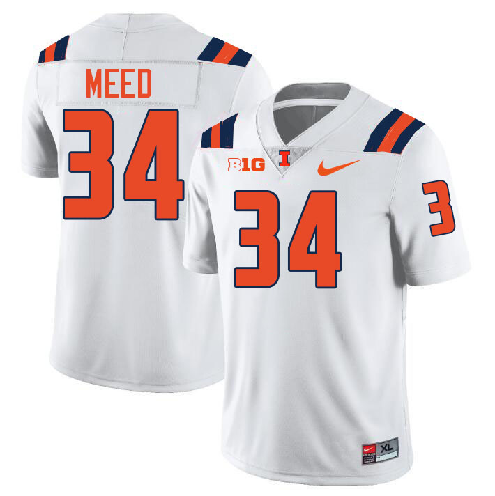 Men #34 Ryan Meed Illinois Fighting Illini College Football Jerseys Stitched-White